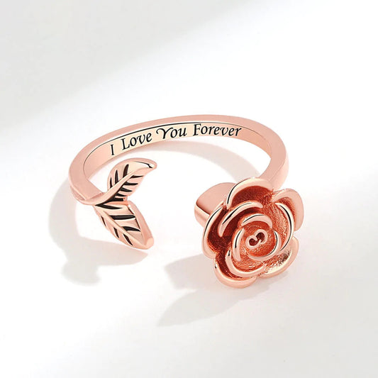 Beautiful I Love You Rose-Gold Spinning Rose Gift Ring