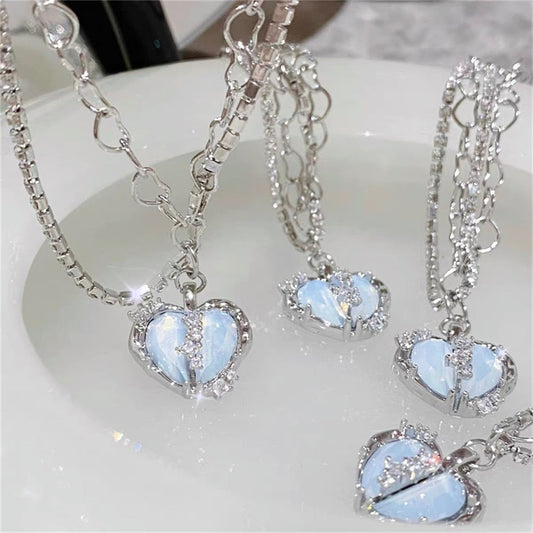 Original Crystal Silver Heart Pendant Necklace