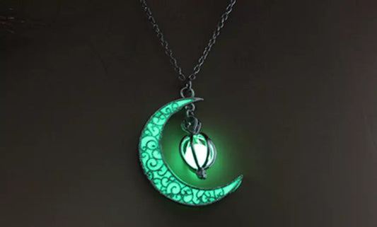 Luminous Crescent Moon Orb Necklace
